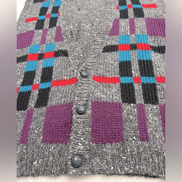Esprit Sport Vintage Knit Multi colored button up, wool-blend Vest, M - Picture 4 of 8